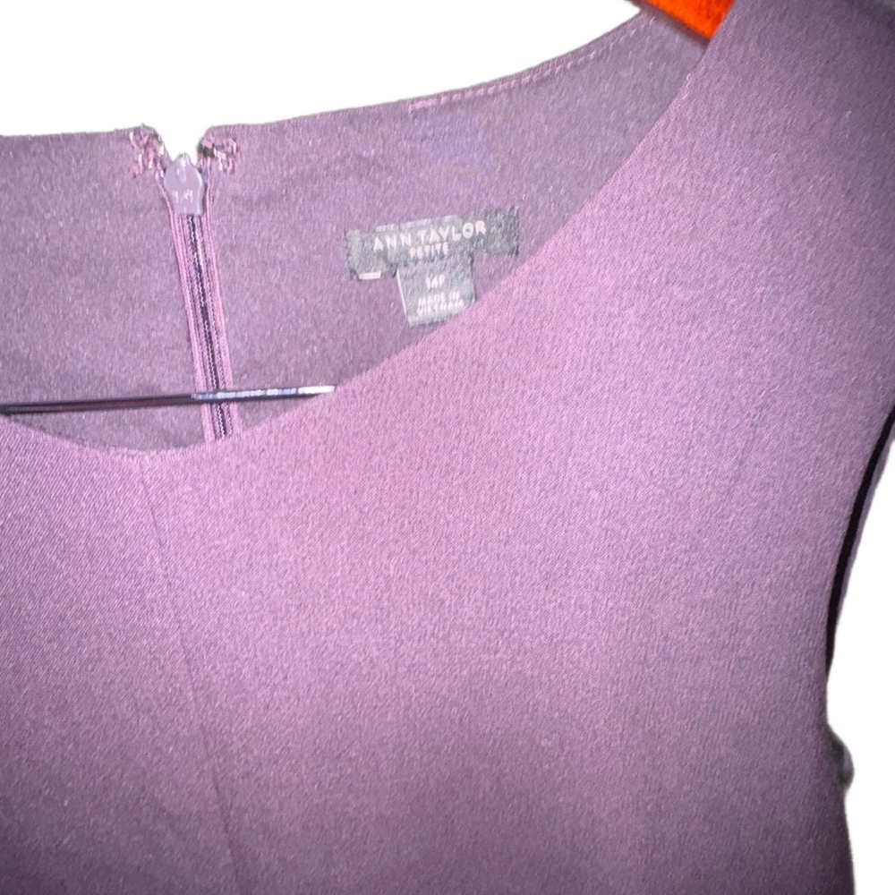 Ann Taylor Belted Purple Sheath Dress - Picture 2 of 4